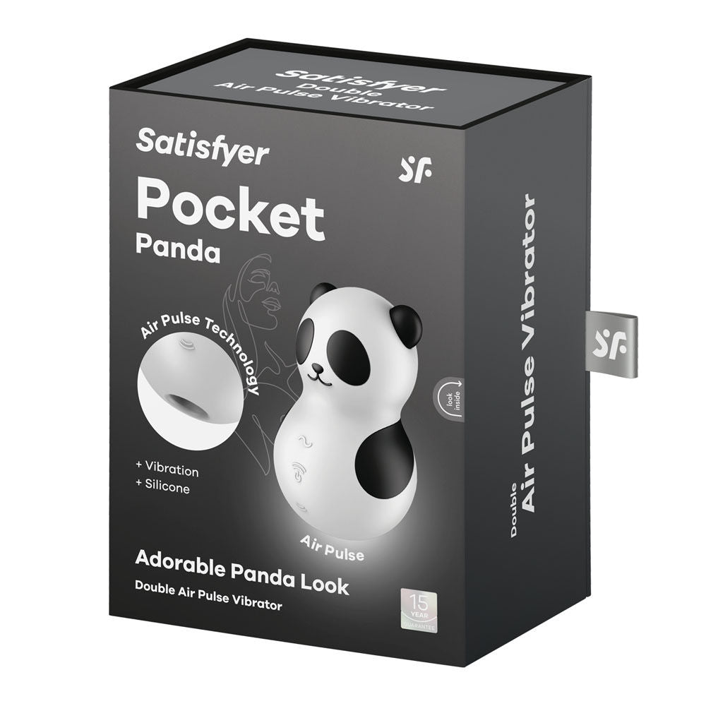 Product packaging of Satisfyer Pocket Panda vibrator | Flirty Bay Adult Store Australia, clitoral stimulator